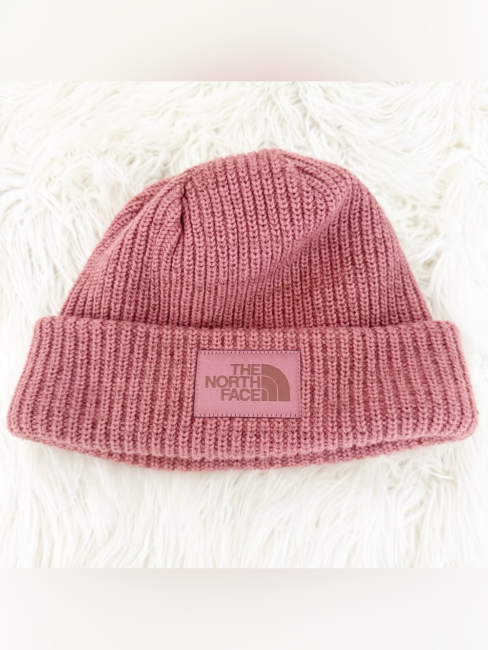 The North Face Rose Pink Ribbed Beanie